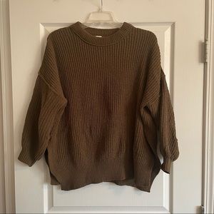 Aerie Chenille Oversized Sweater Olive Thermal Small
